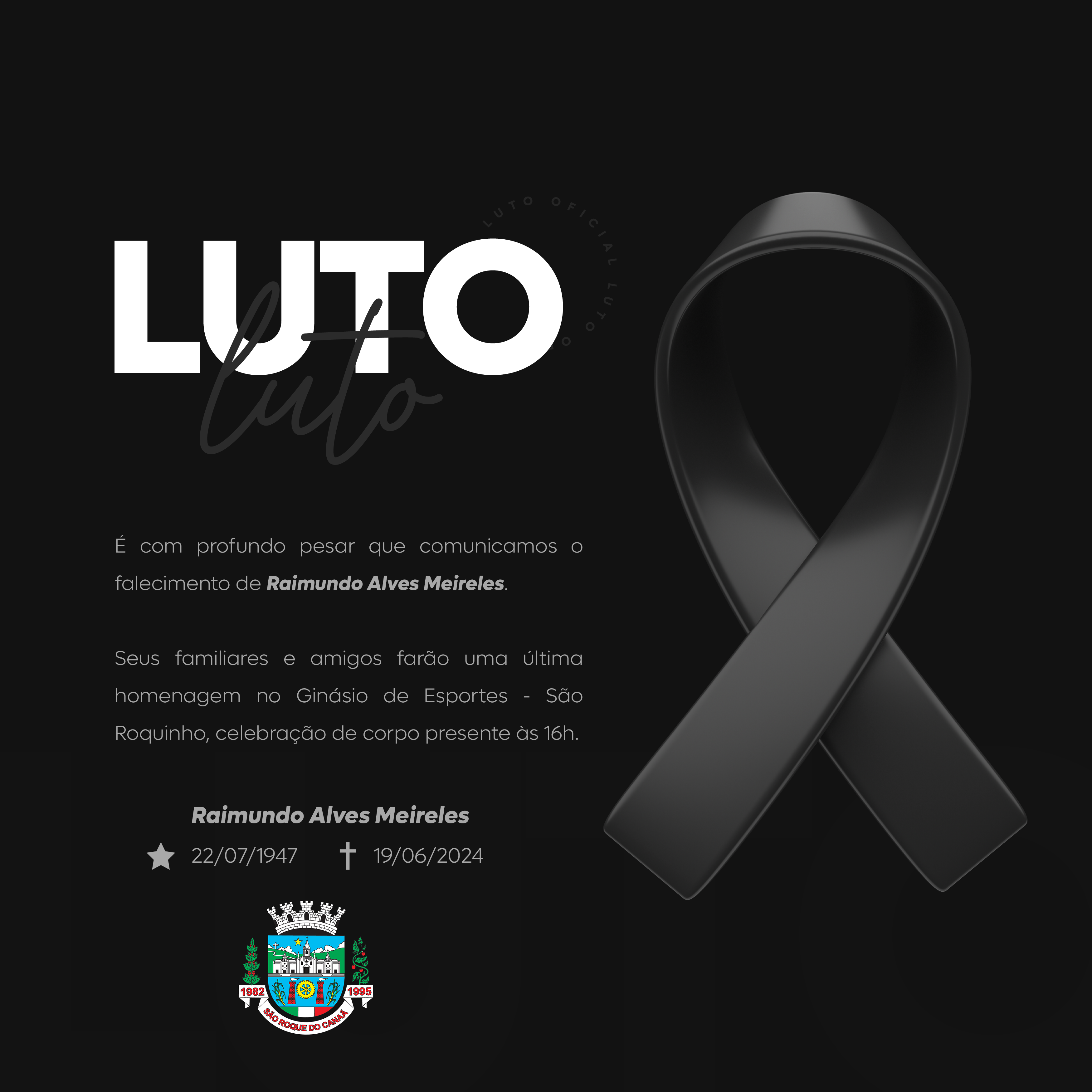 NOTA DE PESAR - Sr. Raimundo Alves Meireles